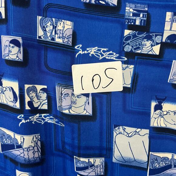 vintage y2k 2000s southpole crazy all‎ over print blue hip hop button up shirt - Picture 7 of 8